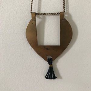 Gold geo with leather tassel